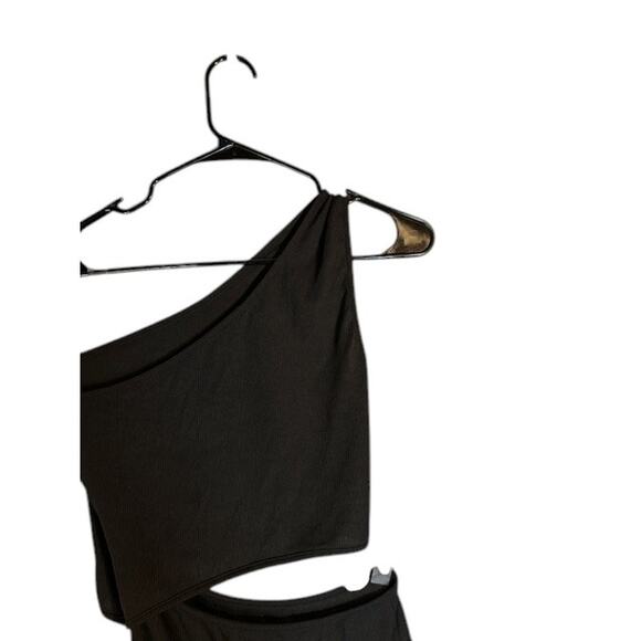 Pretty Garden Black One Arm Cut Out Fitted Bodycon Dress Woman Sz S - Picture 3 of 8